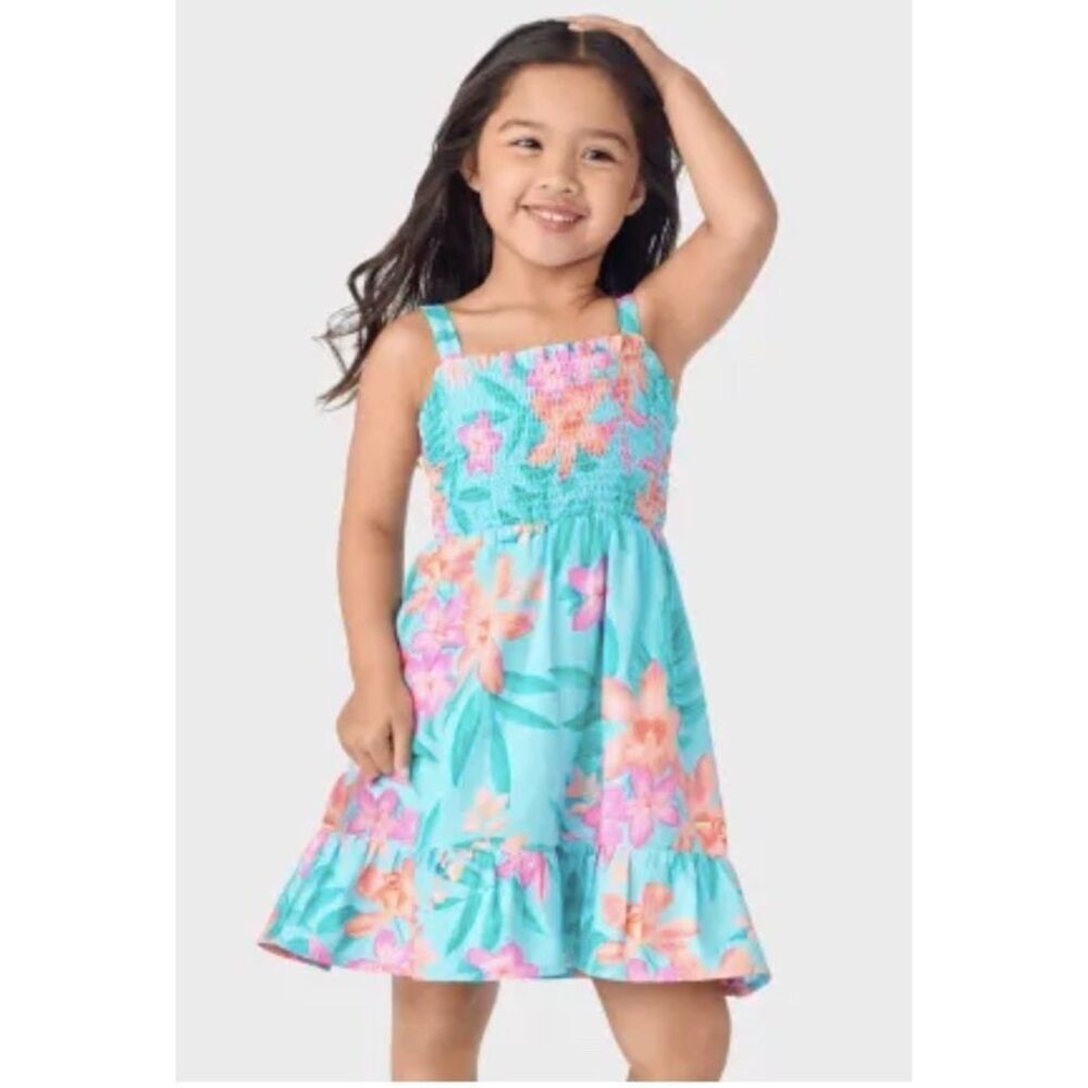 Gymboree Tropical Smocked Aqua Blue Splish-splash Dress Size 8